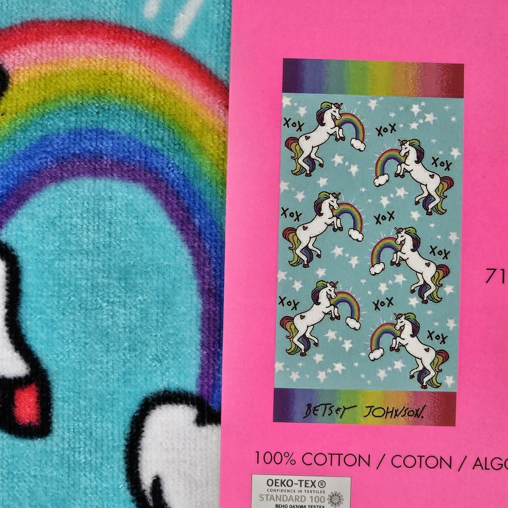 Betsey Johnson Unicorn Rainbow Beach Towel - Picture 2 of 2